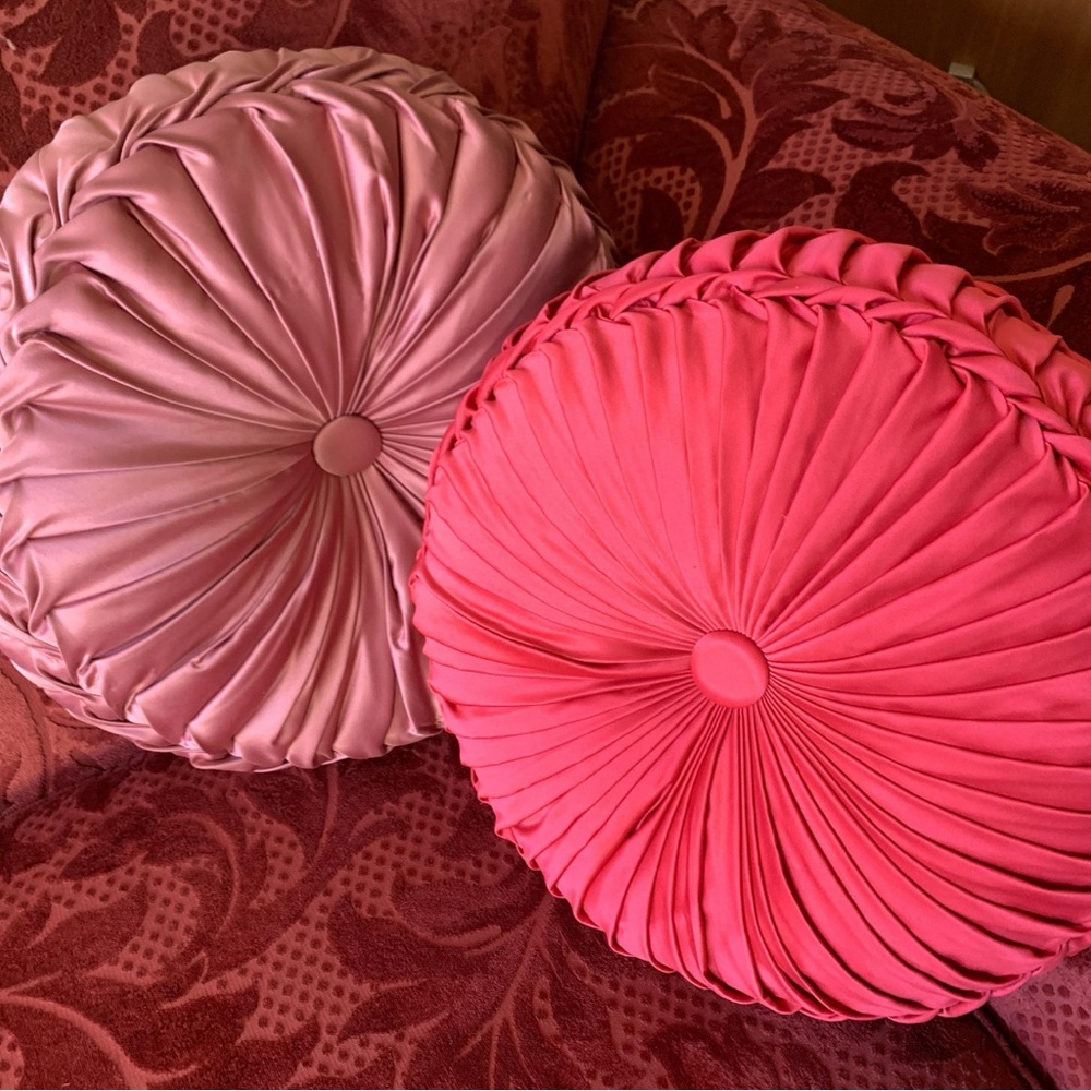 Vintage Pintuck Cushion Pair Mid Century Smocked Cushion
